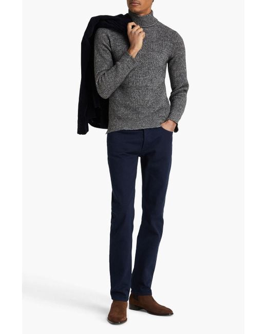 Officine Generale Tarek engrib melierter rollkragenpullover aus rippstrick in Gray für Herren