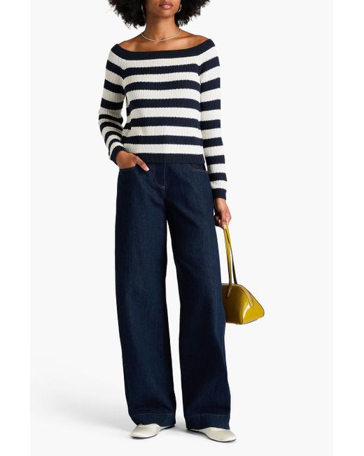 Carolina Herrera Blue Gestreifter pullover aus einer seiden-baumwollmischung