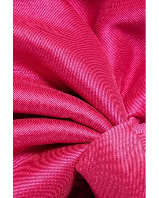Badgley Mischka Pink Strapless Bow-Detailed Faille Midi Dress