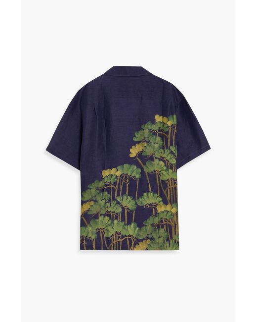 Orlebar Brown Blue Maitian Floral-Print Linen-Blend Shirt for men