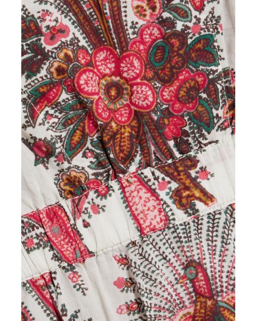 Cara Cara Red Alice Cutout Printed Cotton Midi Dress