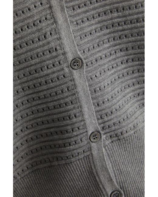 Thom Browne Gray Pointelle-knit Cotton Cardigan