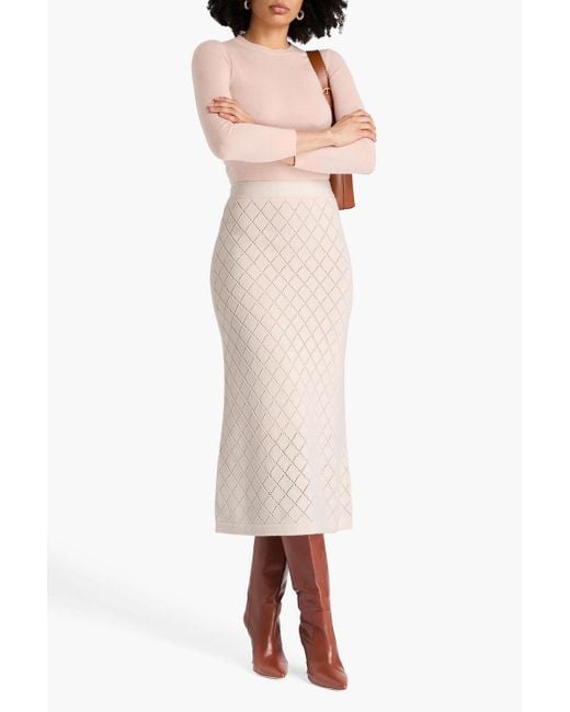 Zimmermann Pink Pointelle-Knit Wool Midi Skirt