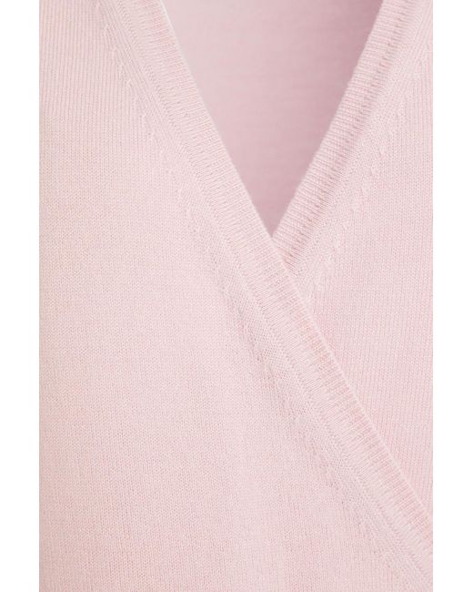 Zimmermann Pink Cropped Merino Wool Wrap Cardigan