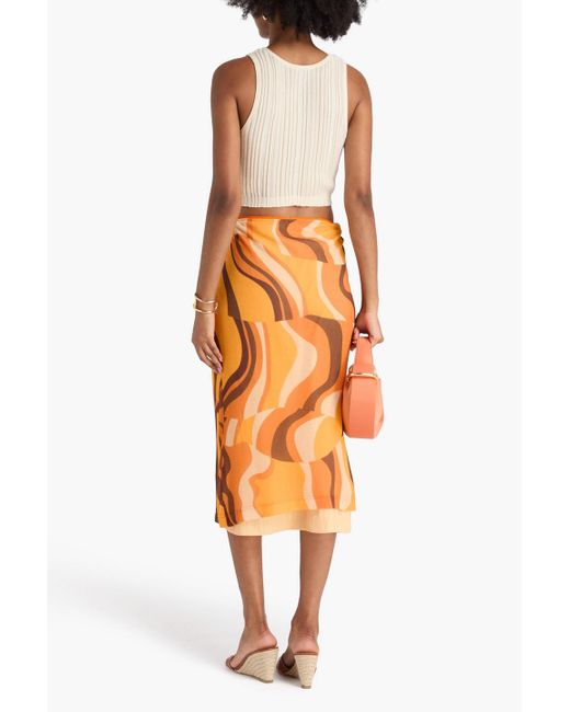 Rejina Pyo Orange Midirock aus lyocell-jersey mit print