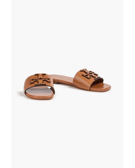 Tory Burch Brown Ines Leather Slides