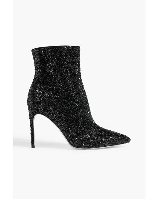 Rene Caovilla Black Virginie Crystal-embellished Suede Ankle Boots