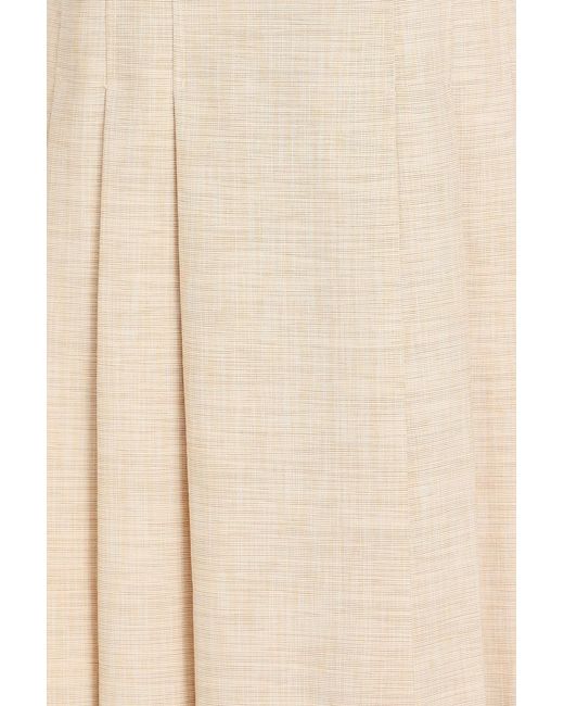 Claudie Pierlot Natural Pleated Woven Mini Shirt Dress