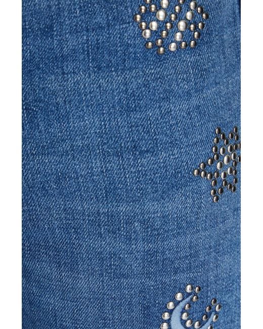 Maje Blue Studded High-rise Flared Jeans