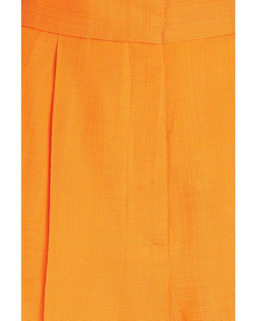 Sandro Orange Pleated Canvas Shorts