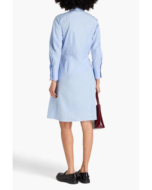 Vince Blue Wrap-effect Cotton-poplin Shirt Dress