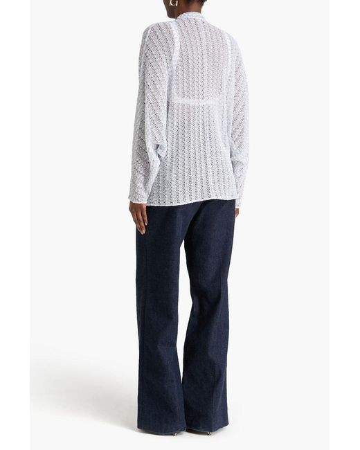 Missoni White Pussy-bow Crochet-knit Top
