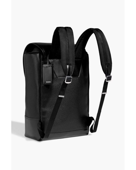 Sandro Black Smooth And Pebbled-Leather Backpack for men
