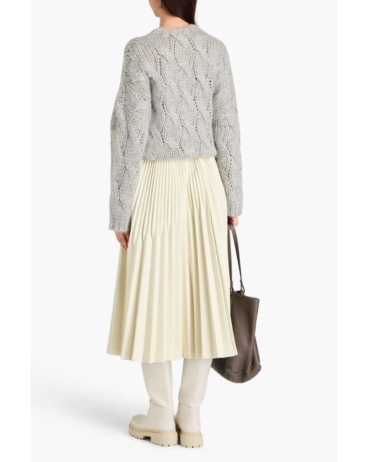 Brunello Cucinelli White Metallic Cable-knit Sweater