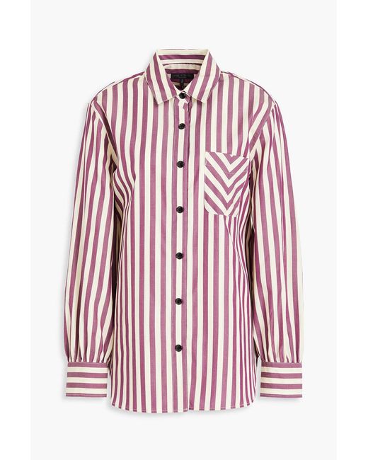Rag & Bone Red Maxine Striped Cotton Shirt