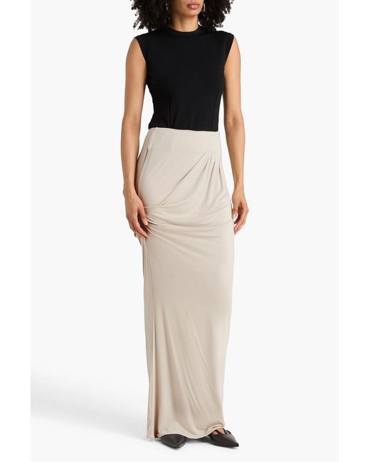 Entire studios White Draped Jersey Maxi Pencil Skirt