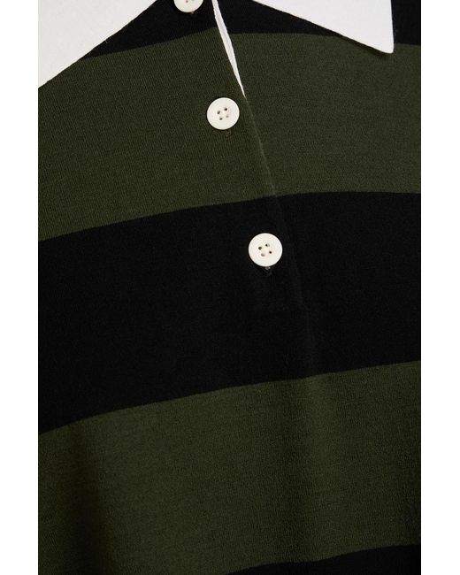 Jonathan Simkhai Black Striped Wool-Blend Polo Shirt
