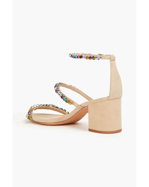 Alexandre Birman Natural Alexa Crystal-embellished Suede Sandals