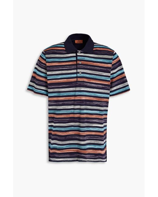 Missoni Blue Striped Cotton Polo Shirt for men