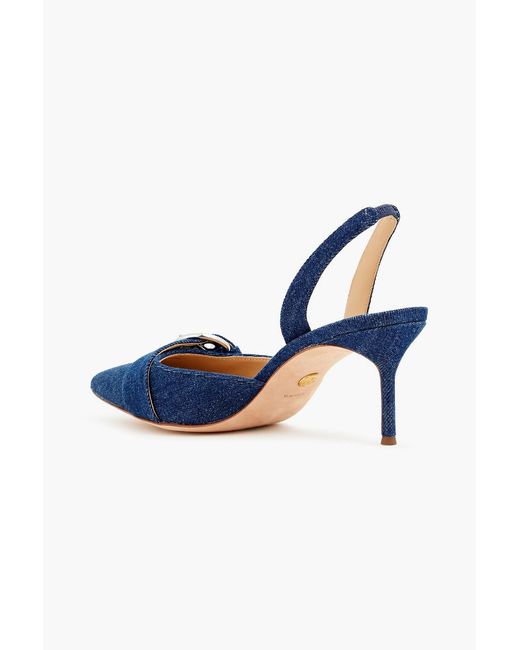 Veronica Beard Blue Roxy Buckled Denim Slingback Pumps