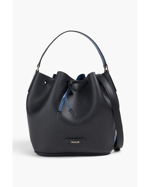 Bally Black Blyss Pebbled-Leather Bucket Bag