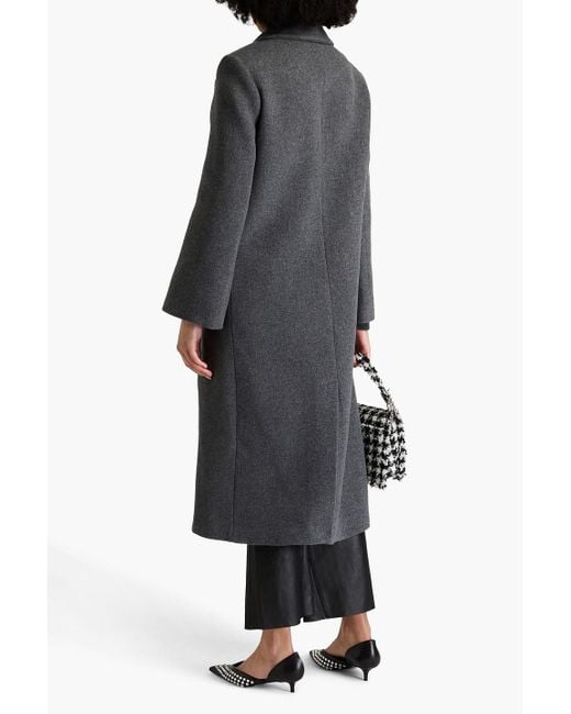 Maje Black Double-breasted Wool-blend Felt Coat