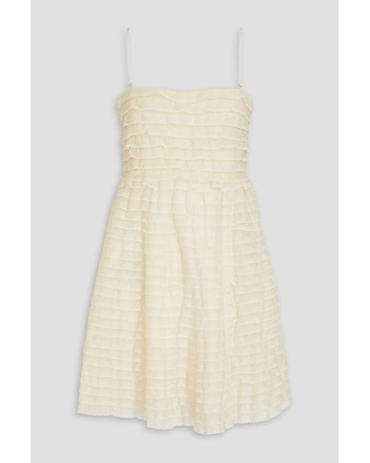 RED Valentino Natural Tiered Scalloped Tulle Mini Dress