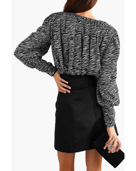 Redemption Black Gerafftes wickeloberteil aus tüll mit zebraprint und glitter-finish