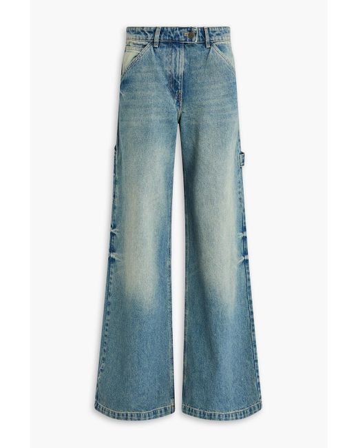 Courreges Blue Hoch sitzende jeans mit weitem bein in ausgewaschener optik