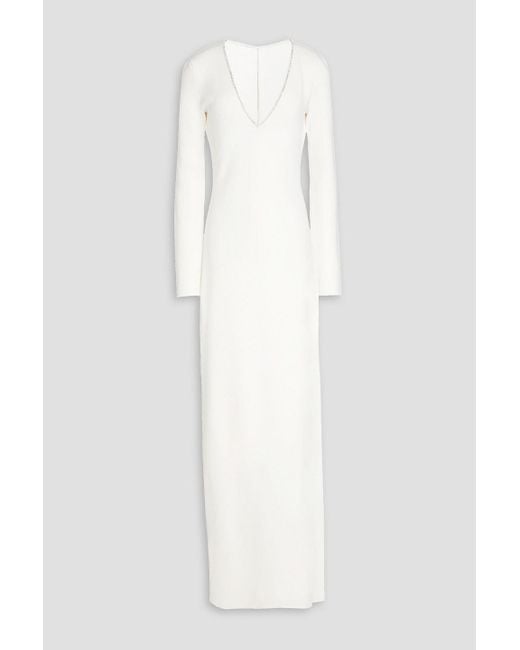 Galvan White Andromeda Crystal-embellished Cutout Stretch-knit Maxi Dress