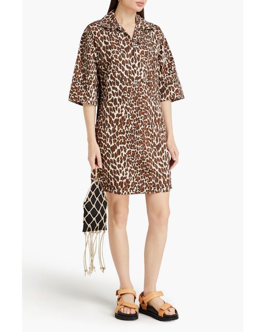 Tory Burch Multicolor Leopard-print Cotton-poplin Mini Dress