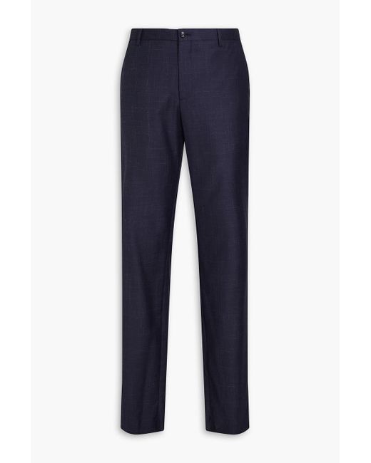 Giorgio Armani Blue Wool, Silk And Linen-blend Pants for men