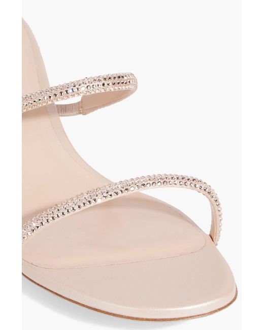 Rene Caovilla White Cleo Crystal-Embellished Satin Sandals