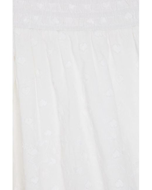 LoveShackFancy White Ilona Cotton Fil Coupé Mini Skirt