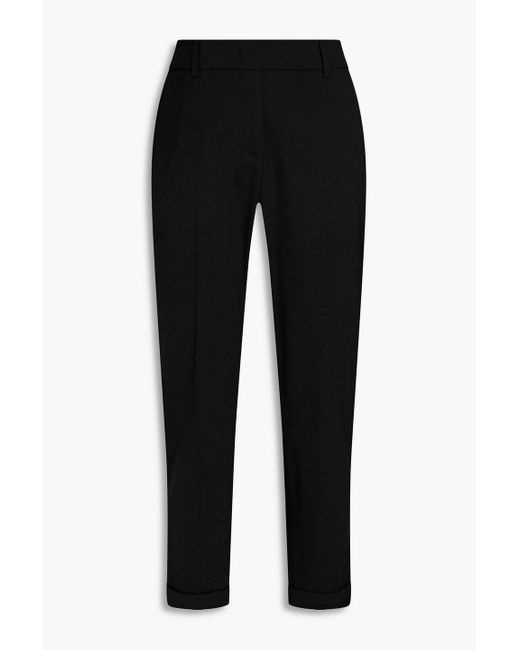 Piazza Sempione Black Cropped Wool-blend Tapered Pants