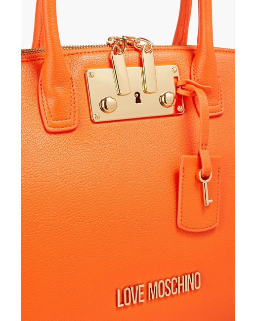 Love Moschino Orange Faux Textured Leather Tote