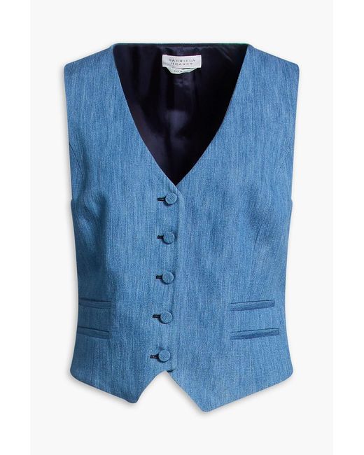 Gabriela Hearst Blue Coleridge Cotton And Linen-Blend Vest