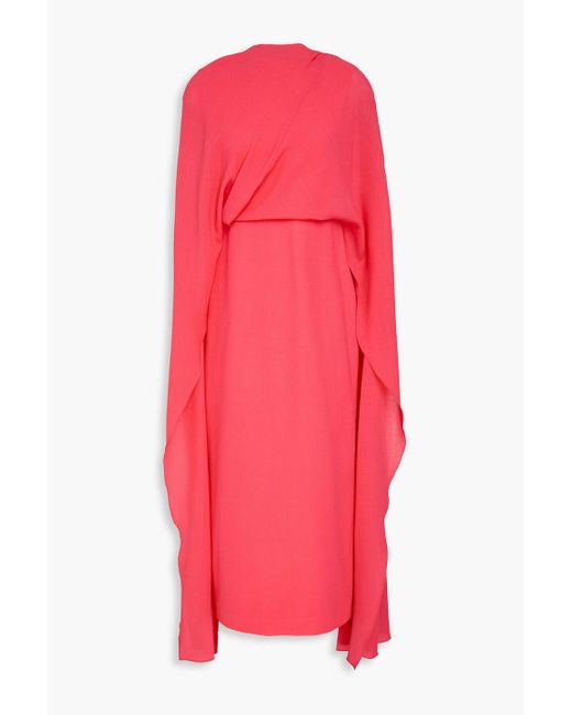 Roksanda Red Neolitsea Cape-effect Wool-crepe Midi Dress