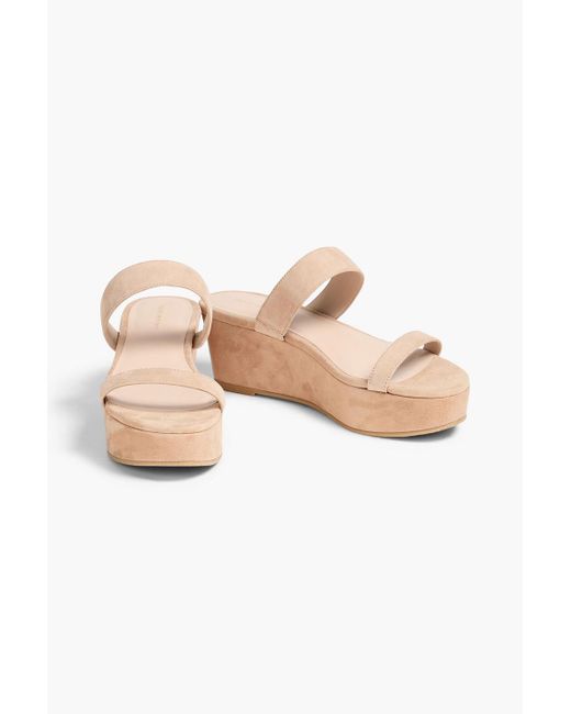 Stuart Weitzman White Suede Platform Mules