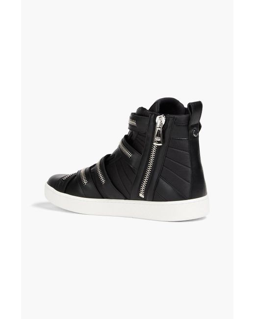 Moschino Black Quilted Shell And Leather High-top Sneakers for men