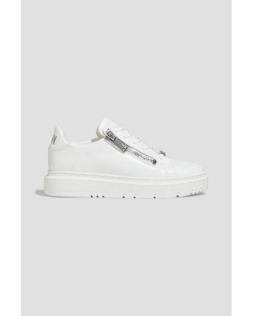 DKNY White Matti Leather Sneakers