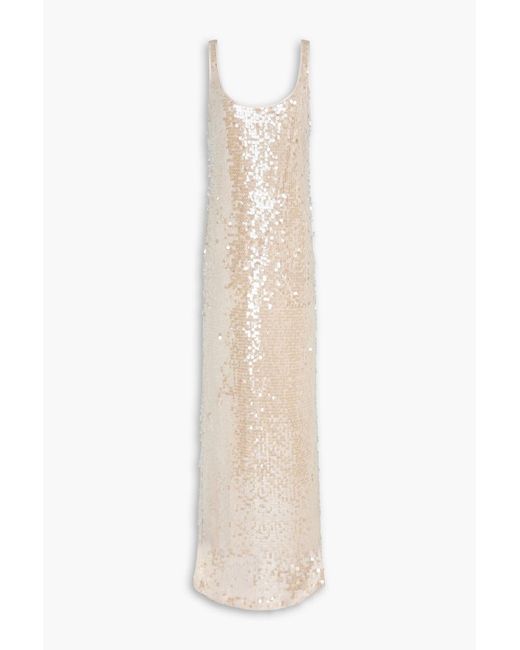 Jonathan Simkhai White Bex Sequined Crochet-Knit Maxi Dress