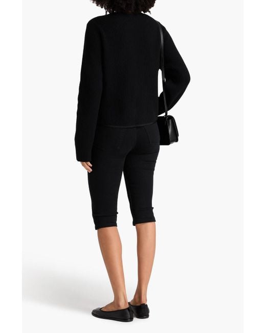 Rag & Bone Black Nancy Ribbed Merino Wool-Blend Cardigan