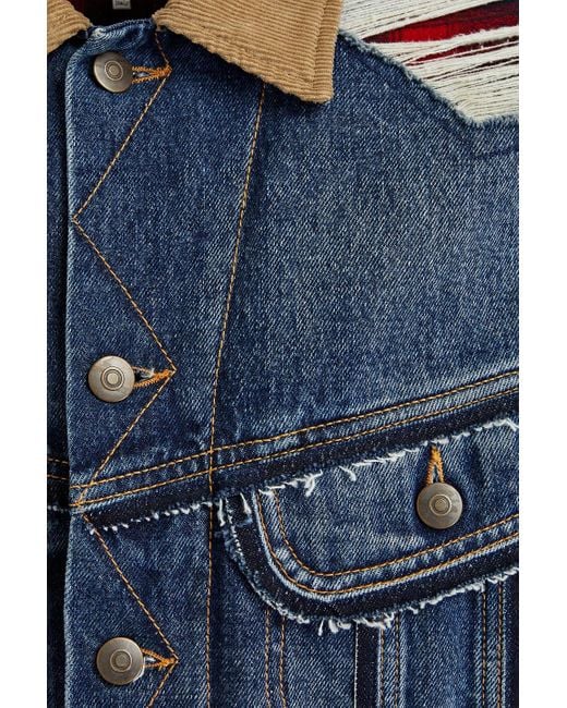 Maison Margiela Blue Pendleton Distressed Denim Jacket for men