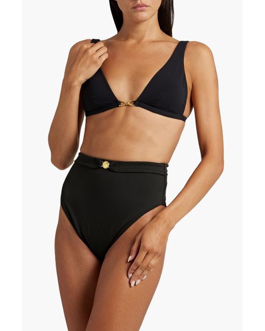 Caroline Constas Black Embellished High-rise Bikini Briefs