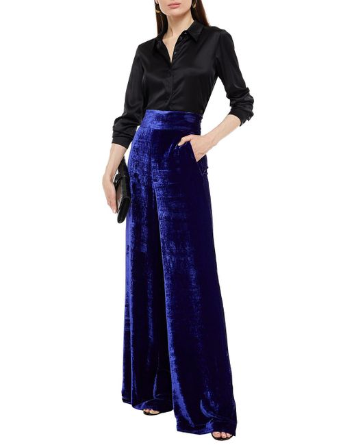 Dundas Blue Hose mit weitem bein aus samt in knitteroptik