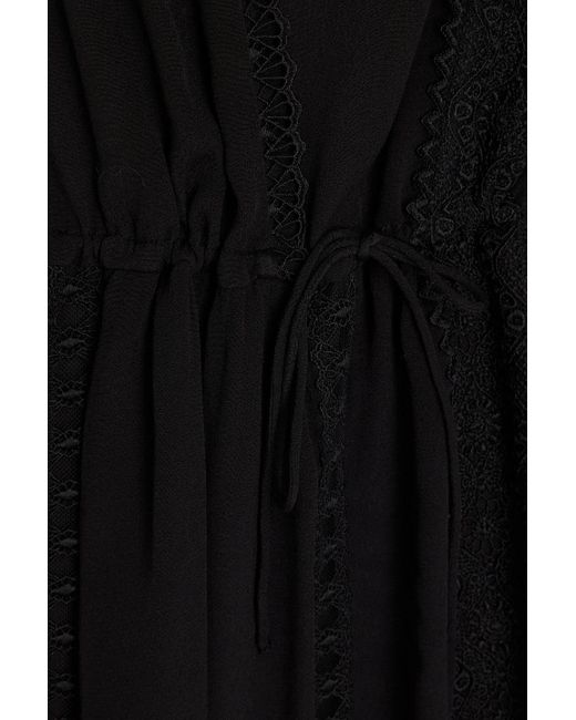 IRO Black Cassie Guipure Lace And Crepe Mini Dress