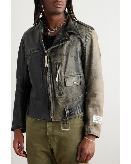 GALLERY DEPT. Black Distressed Leather Jacket for men