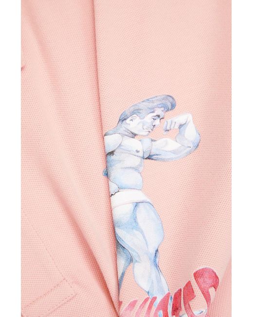 J.W. Anderson Pink Printed Cotton-piqué Polo Shirt for men