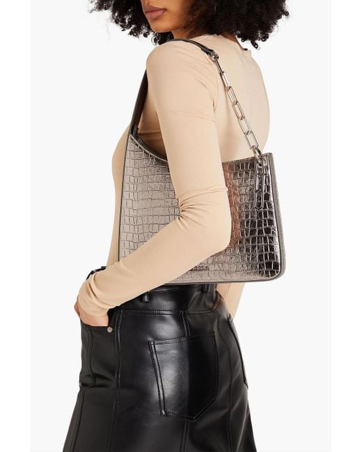 Stine Goya Gray Lexie Faux Croc-effect Leather Shoulder Bag